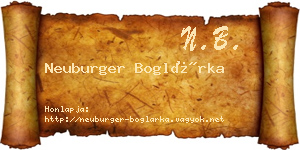 Neuburger Boglárka névjegykártya